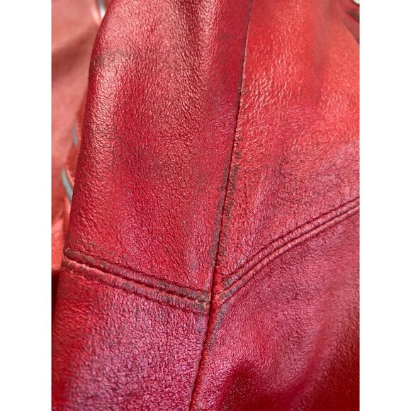 Hein Gericke Women’s Red Leather Moto Jacket Size 16 Zip Front 100% Leather - Picture 13 of 15